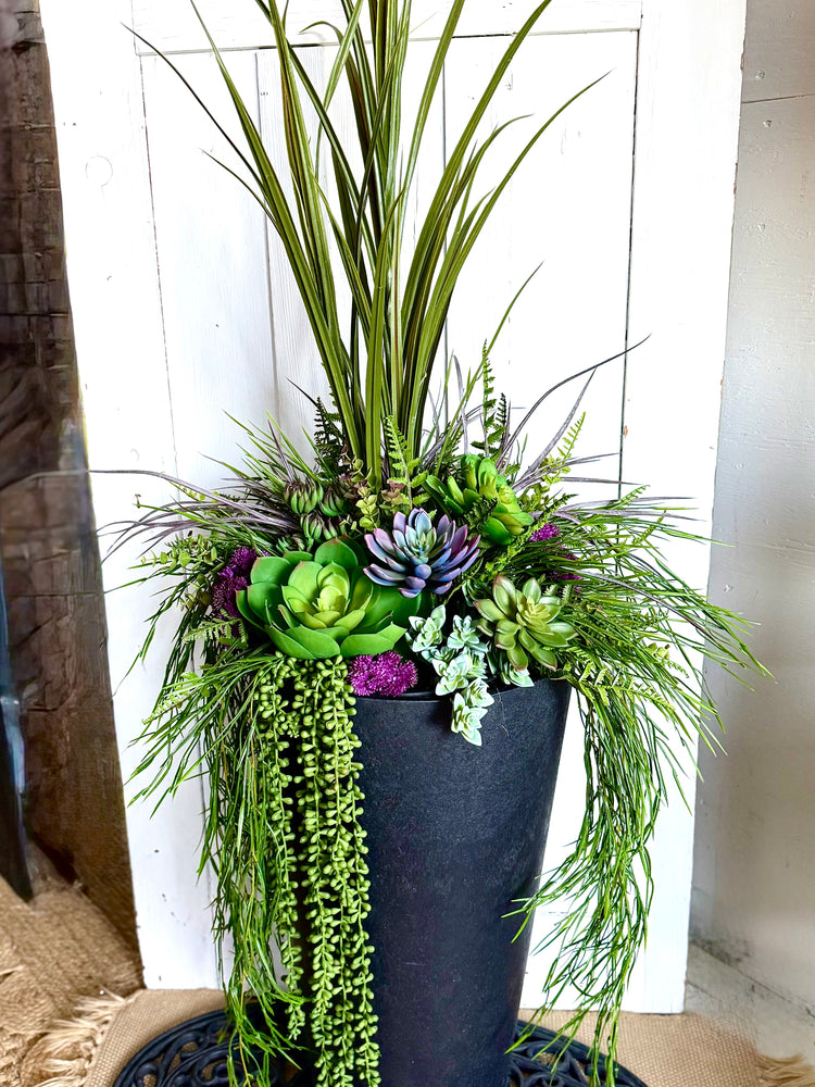 Purple Faux Succulent Drop In Planter