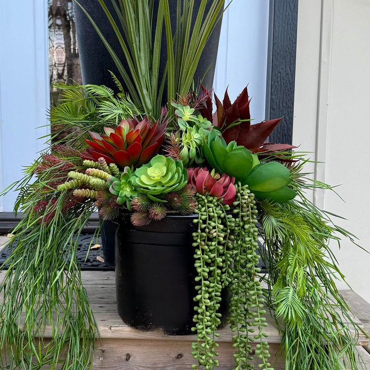Red Succulent Drop In Planter Insert