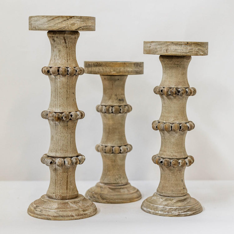 Column wood candle holders