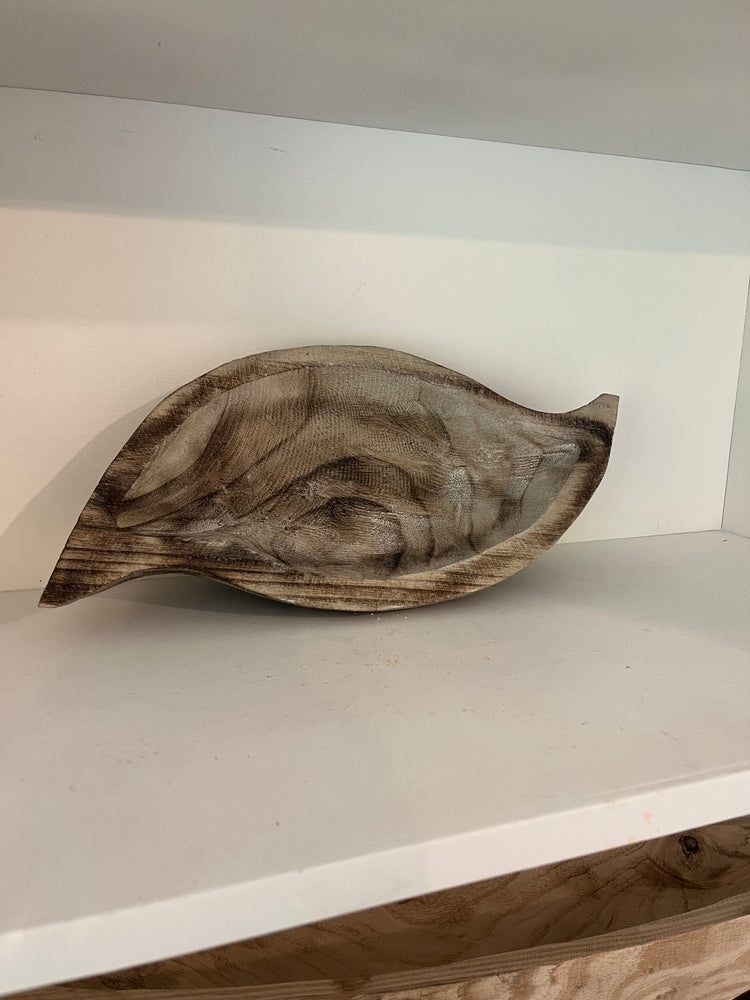 Wooden grey bowl