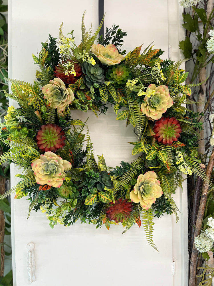 Artificial succulent wreath