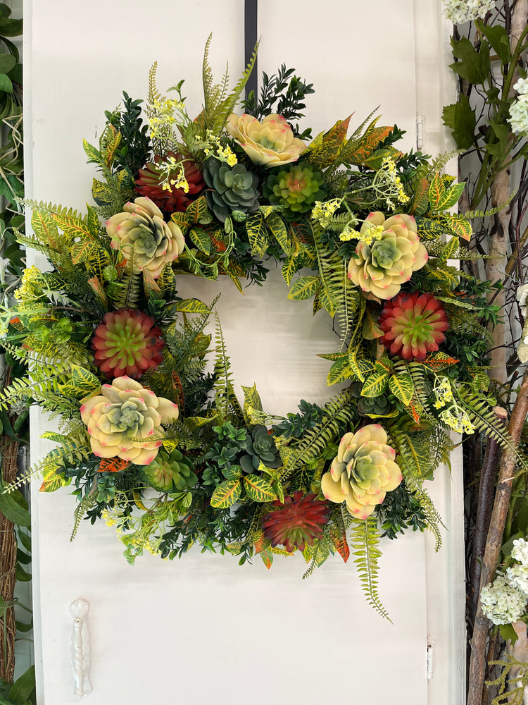 Artificial succulent wreath