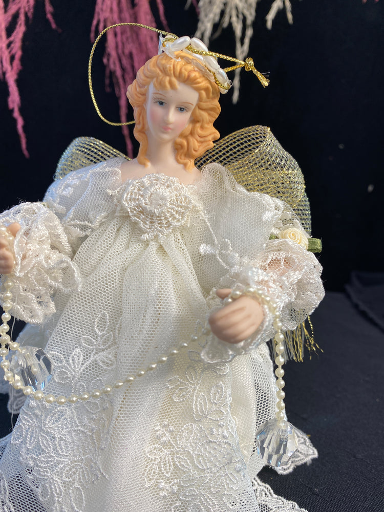Lace Cream Angel Ornament